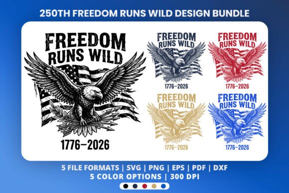 250th Years Eagle Freedom T-Shirt Design: A Patriotic Design Asset
