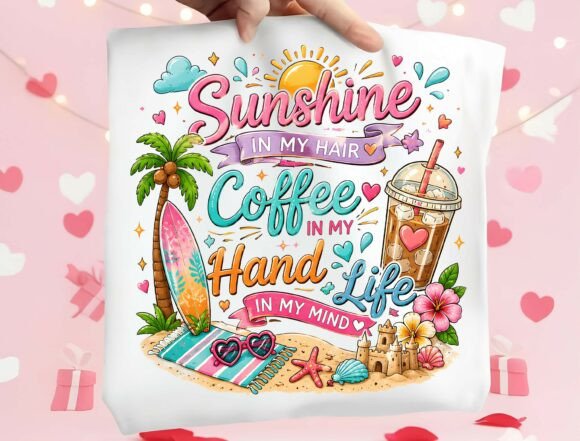 Beach Iced Coffee Sublimation Design: A Visual Asset for Summer Branding
