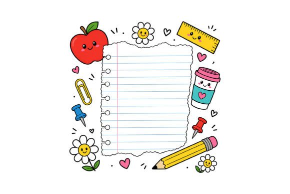 Cute Kawaii School Note Frame Design: A Creative Asset for Modern Visuals