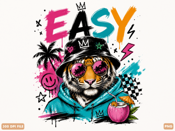 Easy Tiger Retro Summer PNG Design: A Creative Asset