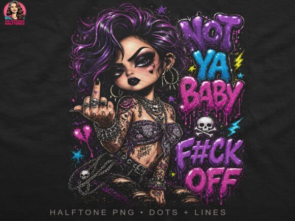 Edgy Rebel Girl Halftone Quote Art for DTF Printing