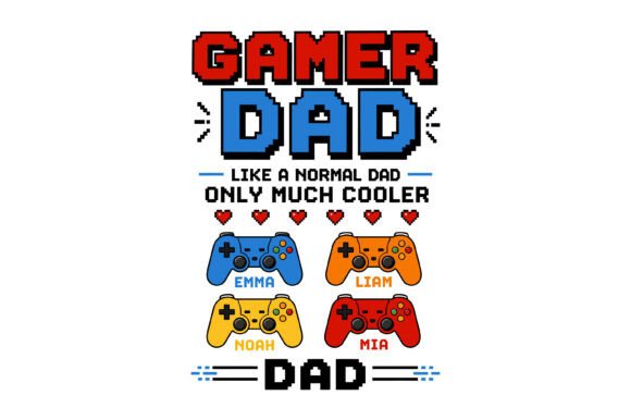 Gamer Dad Custom Kids Name Design: Retro Pixel Art