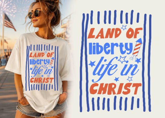 Land of Liberty Christian Shirt Design: A Visual Asset for Meaningful Branding