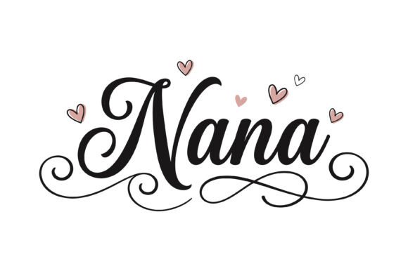 Nana Script Heart Typography Design