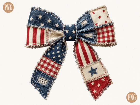 Patchwork American Flag Bow PNG Design: A Creative Asset