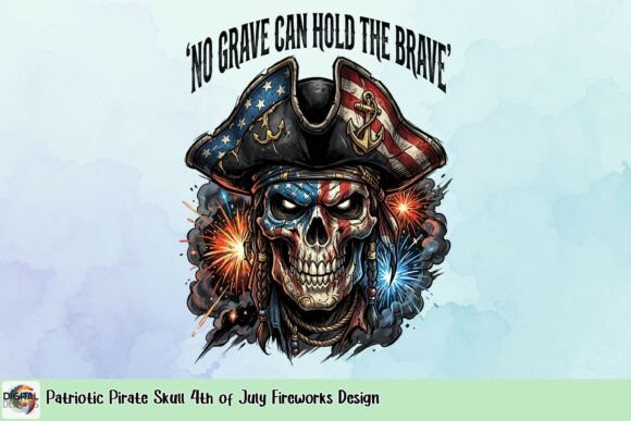 Patriotic Pirate Skull 4th of July Fireworks Design