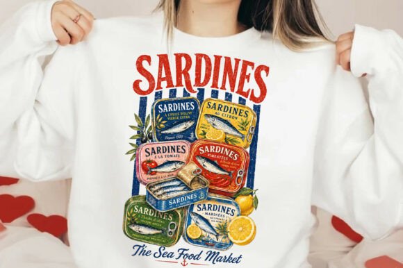 Retro Sardines T-Shirt Design: A Vintage Asset for Modern Branding